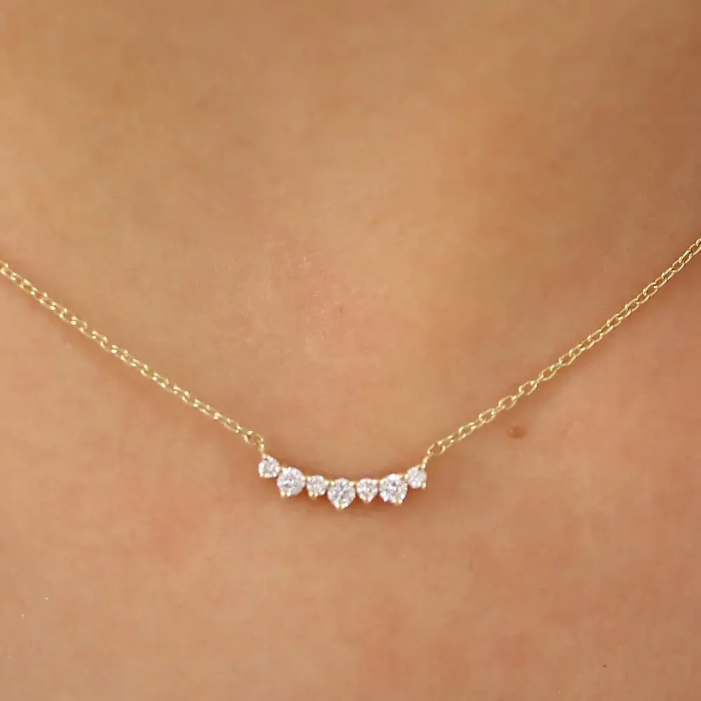 0.12CTW Curved Diamond Cluster Necklace