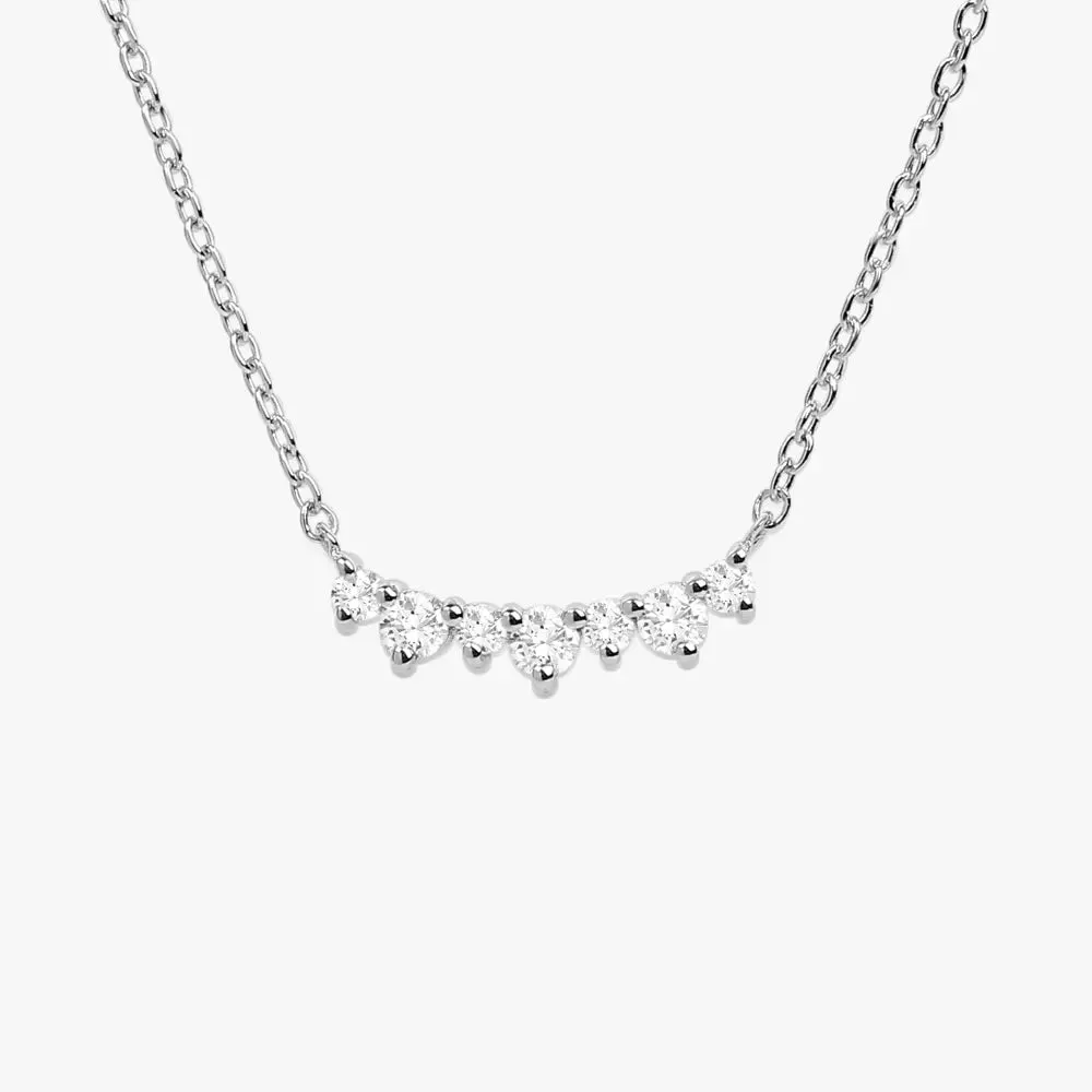 0.12CTW Curved Diamond Cluster Necklace