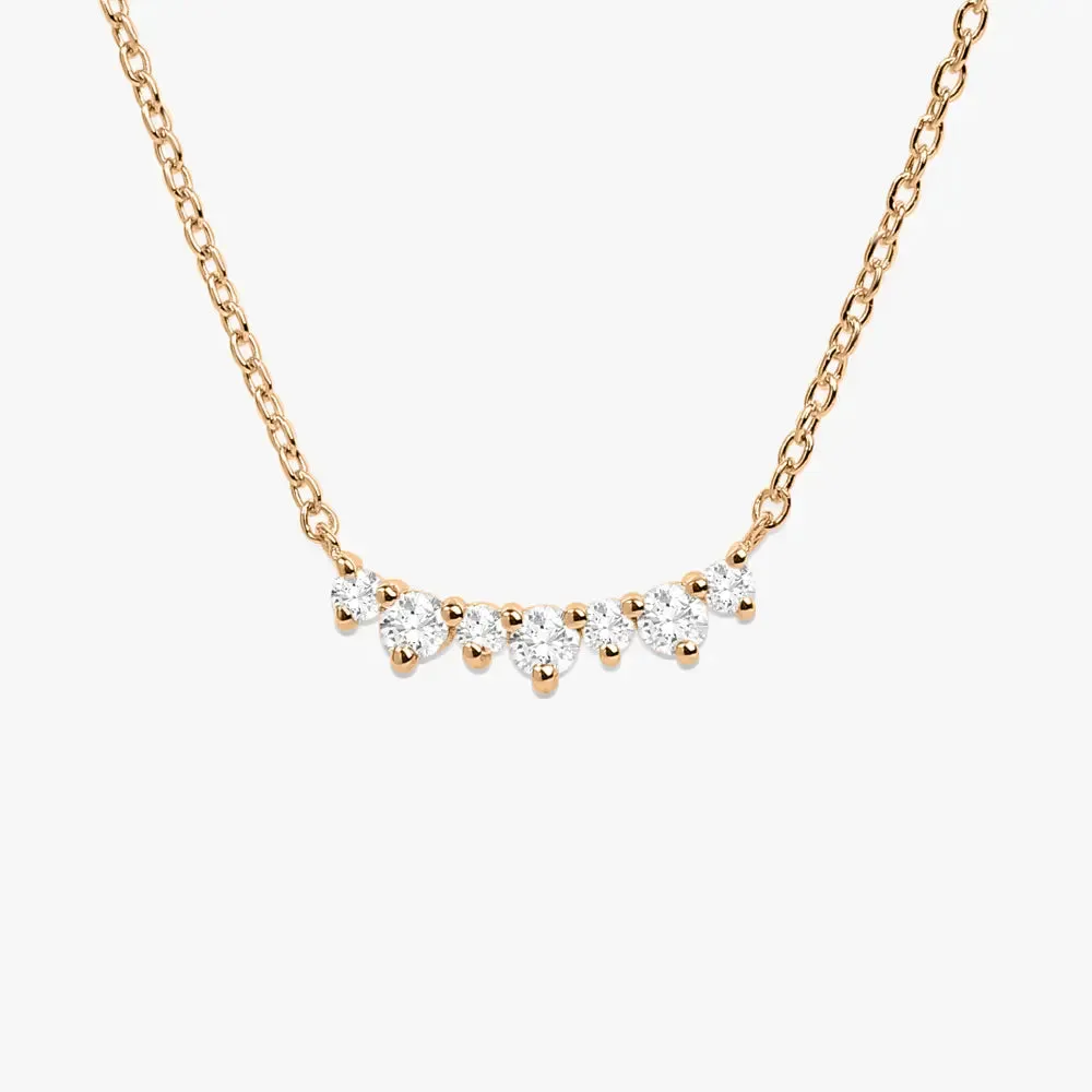 0.12CTW Curved Diamond Cluster Necklace