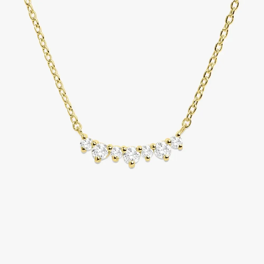 0.12CTW Curved Diamond Cluster Necklace