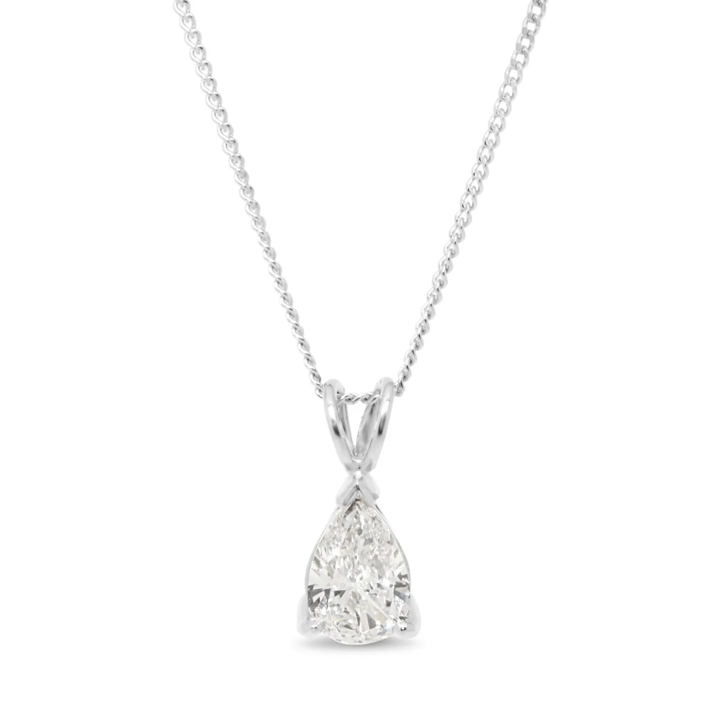 0.52ct Pear Cut Diamond Pendant on White Gold Necklace