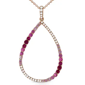 0.74Ct Pink Sapphire 16"pendant Necklace In 14K Rose Gold