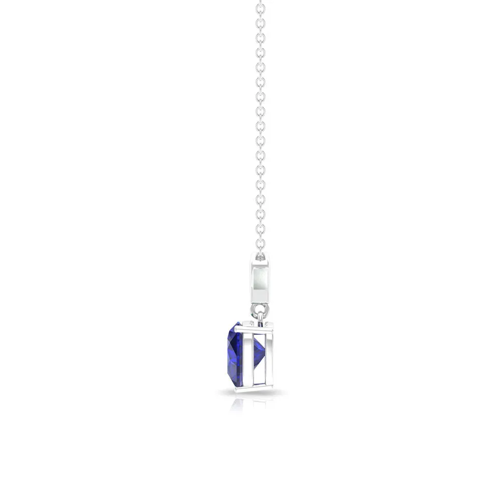 1 CT Heart Shape Lab Created Blue Sapphire Solitaire Pendant for Women