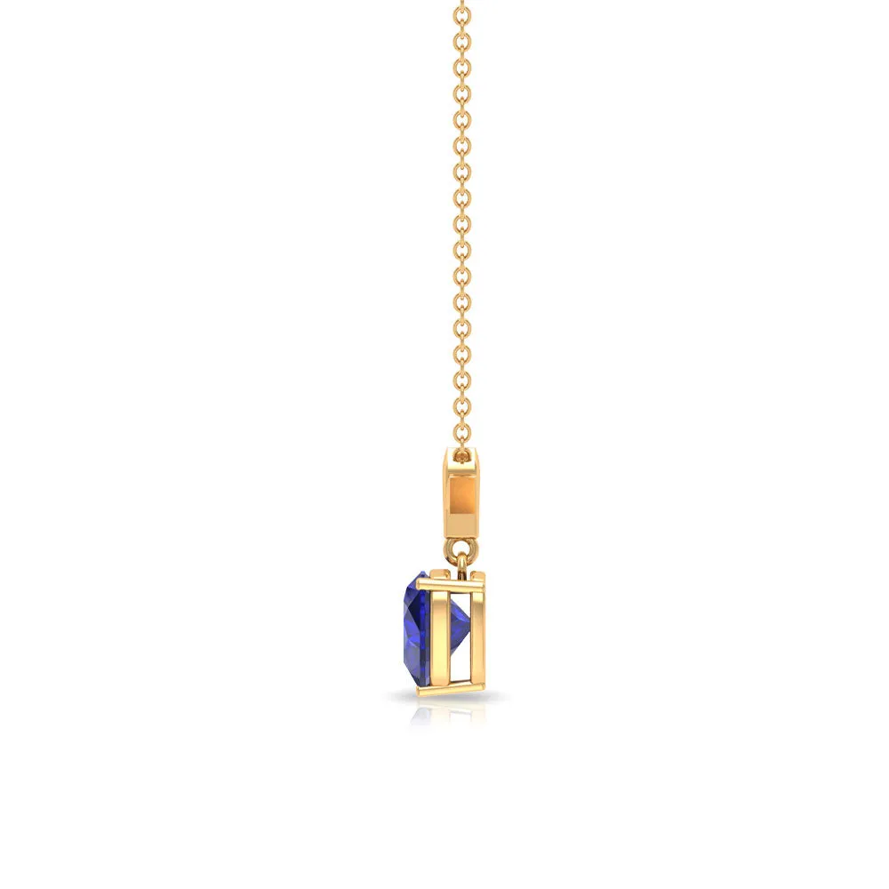 1 CT Heart Shape Lab Created Blue Sapphire Solitaire Pendant for Women
