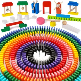 1000 Pcs Dominoes Set For Kids Wooden Building Blocks Bulk Dominoes Racing