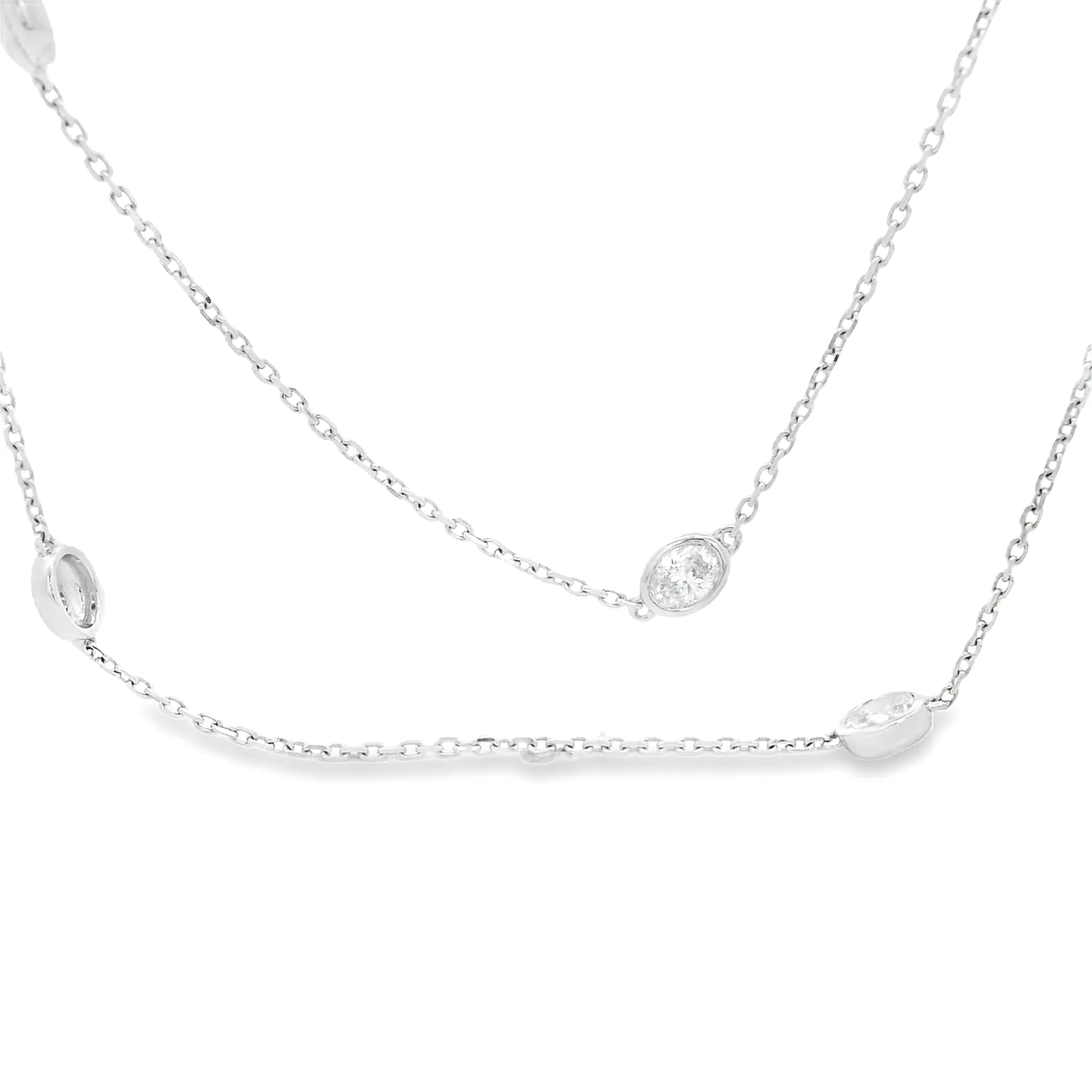 1.08ct 18k White Gold Diamond By The Yard Necklace