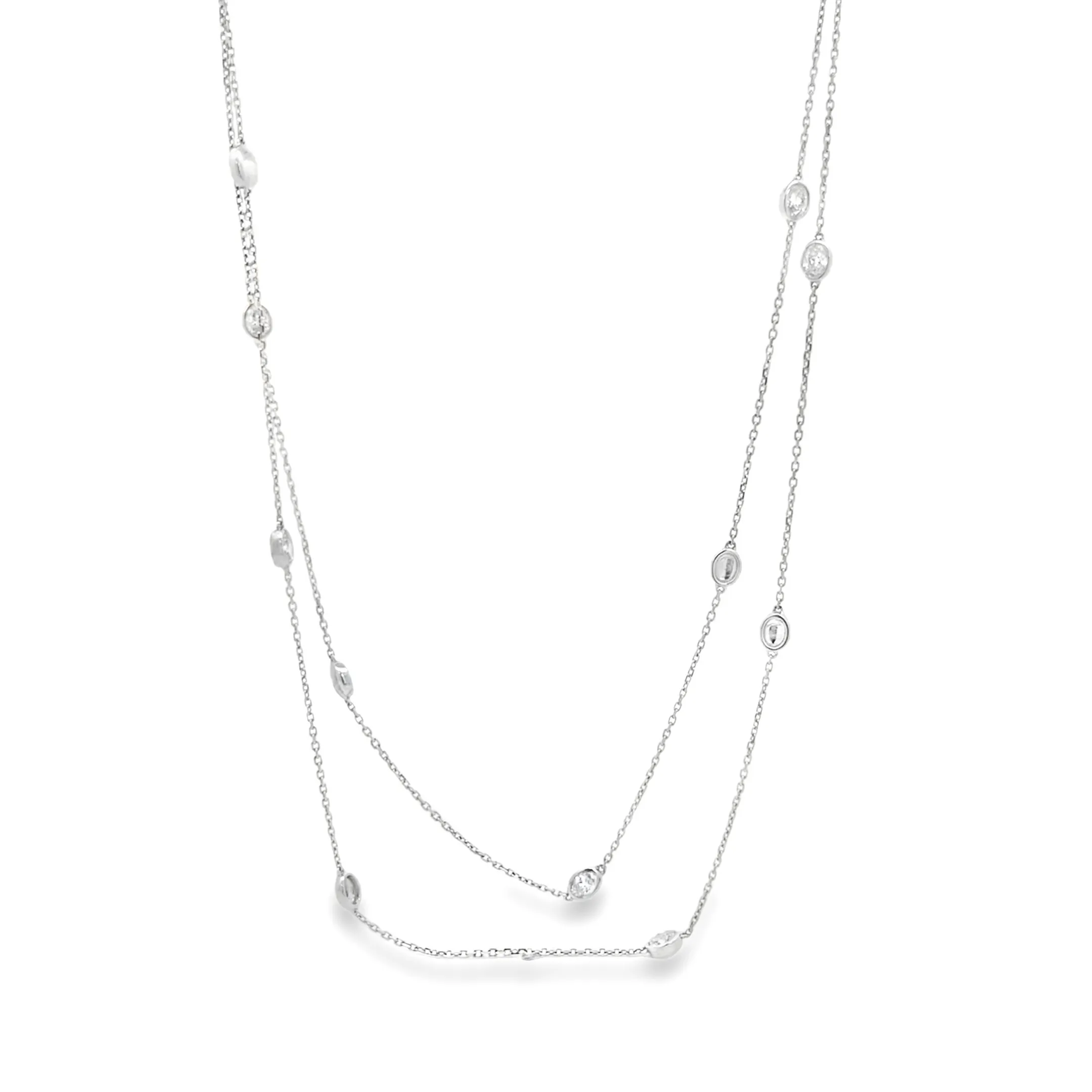 1.08ct 18k White Gold Diamond By The Yard Necklace