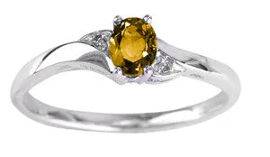 10k White Gold Birthstone & Diamond Ring