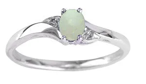 10k White Gold Birthstone & Diamond Ring