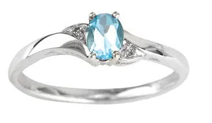 10k White Gold Birthstone & Diamond Ring