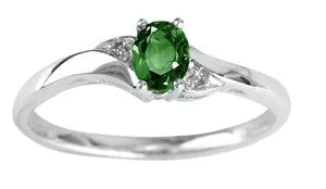 10k White Gold Birthstone & Diamond Ring