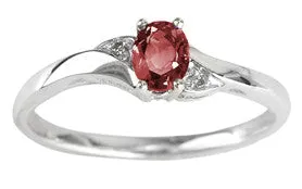 10k White Gold Birthstone & Diamond Ring