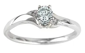 10k White Gold Birthstone & Diamond Ring