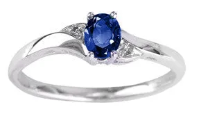 10k White Gold Birthstone & Diamond Ring