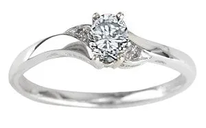 10k White Gold Birthstone & Diamond Ring