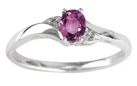 10k White Gold Birthstone & Diamond Ring