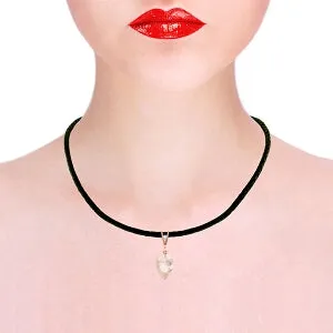 12.26 Carat 14K Solid Rose Gold Leather Necklace Diamond White Topaz