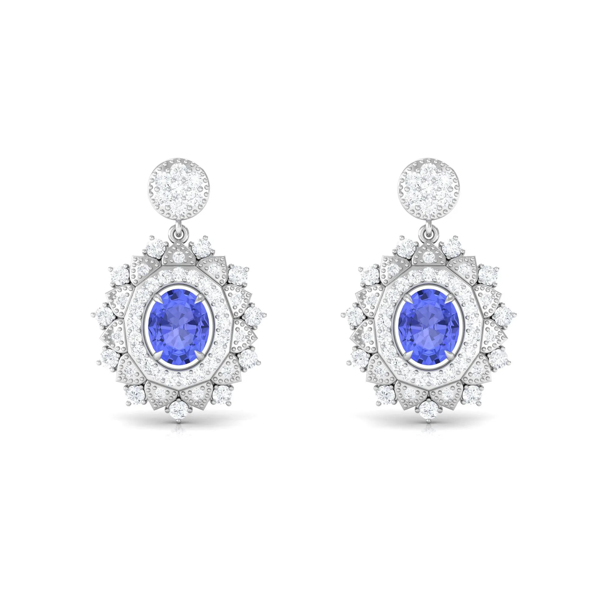 1.25 CT Natural Tanzanite and Diamond Bridal Drop Earrings
