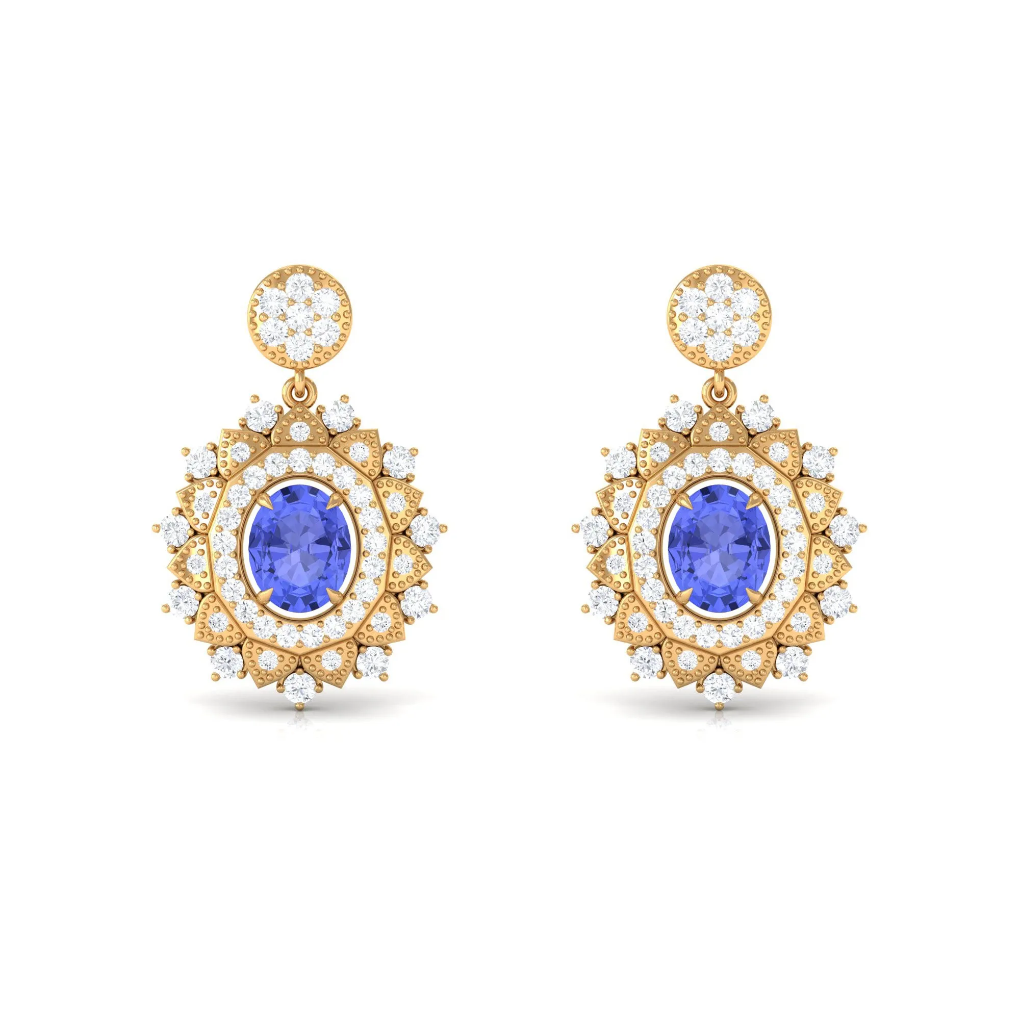 1.25 CT Natural Tanzanite and Diamond Bridal Drop Earrings