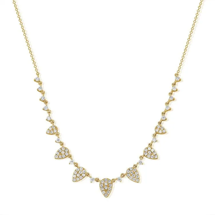 14k Gold 1.00Ct Diamond Geometric Fashion Necklace with 78 Diamonds, available in White, Rose and Yellow Gold