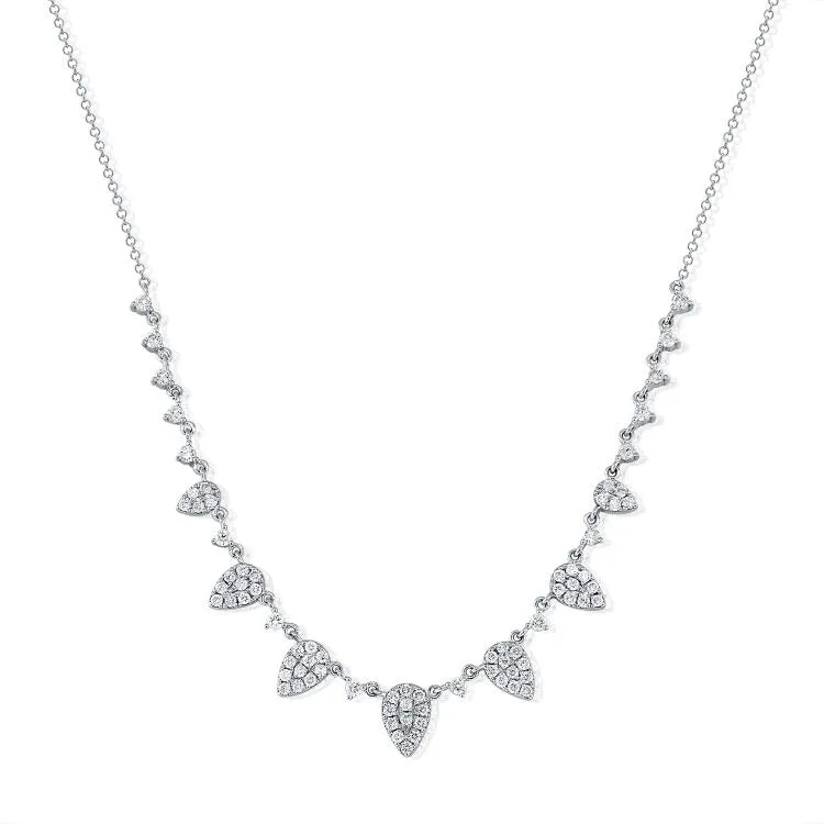 14k Gold 1.00Ct Diamond Geometric Fashion Necklace with 78 Diamonds, available in White, Rose and Yellow Gold