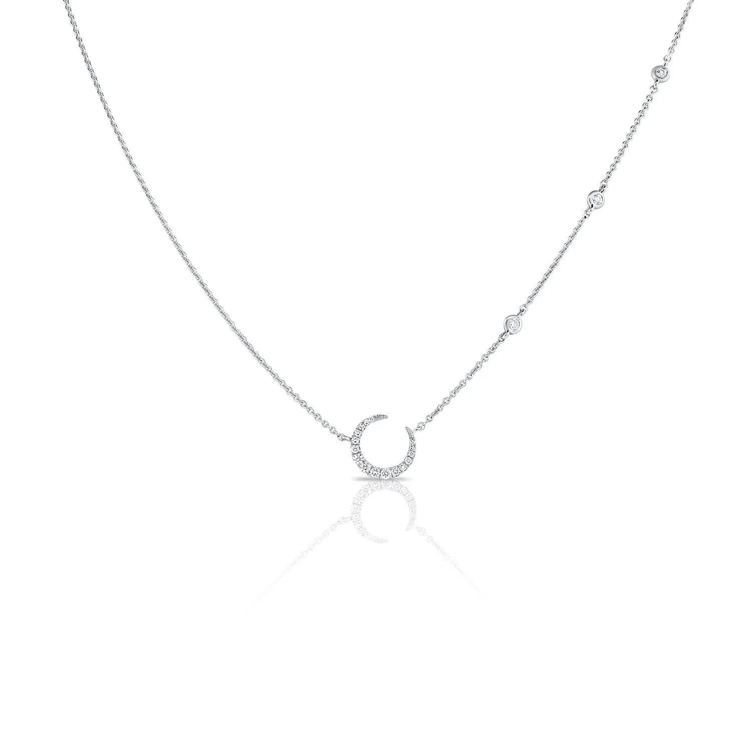 14k Gold & Diamond Moon Necklace - 0.17ct