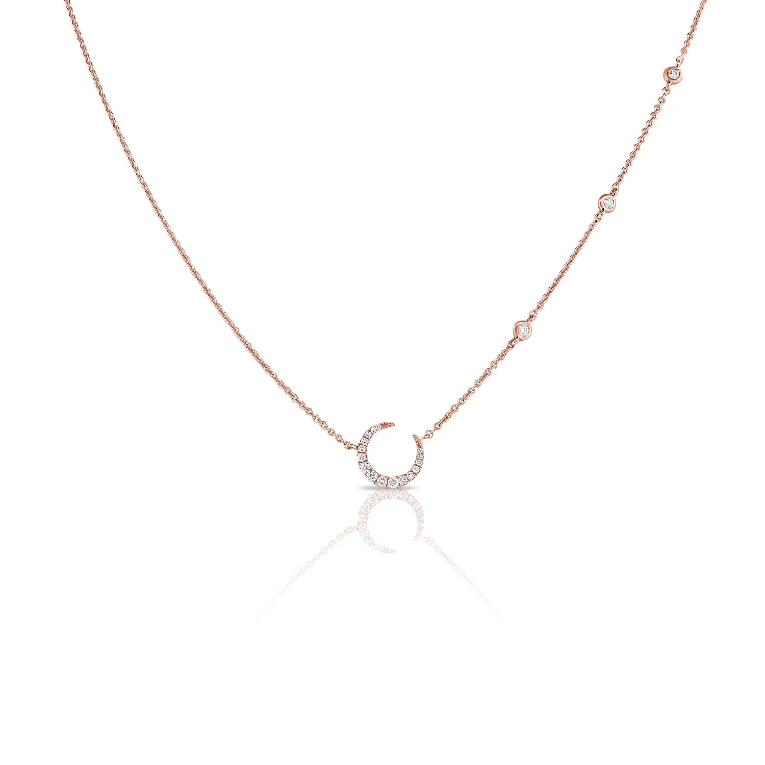 14k Gold & Diamond Moon Necklace - 0.17ct