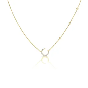 14k Gold & Diamond Moon Necklace - 0.17ct