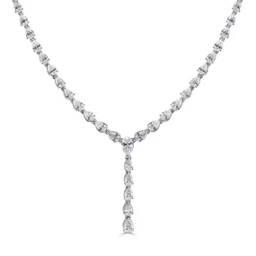 14K Gold & Pear-Shape Diamond Tennis Necklace - 11.39ct