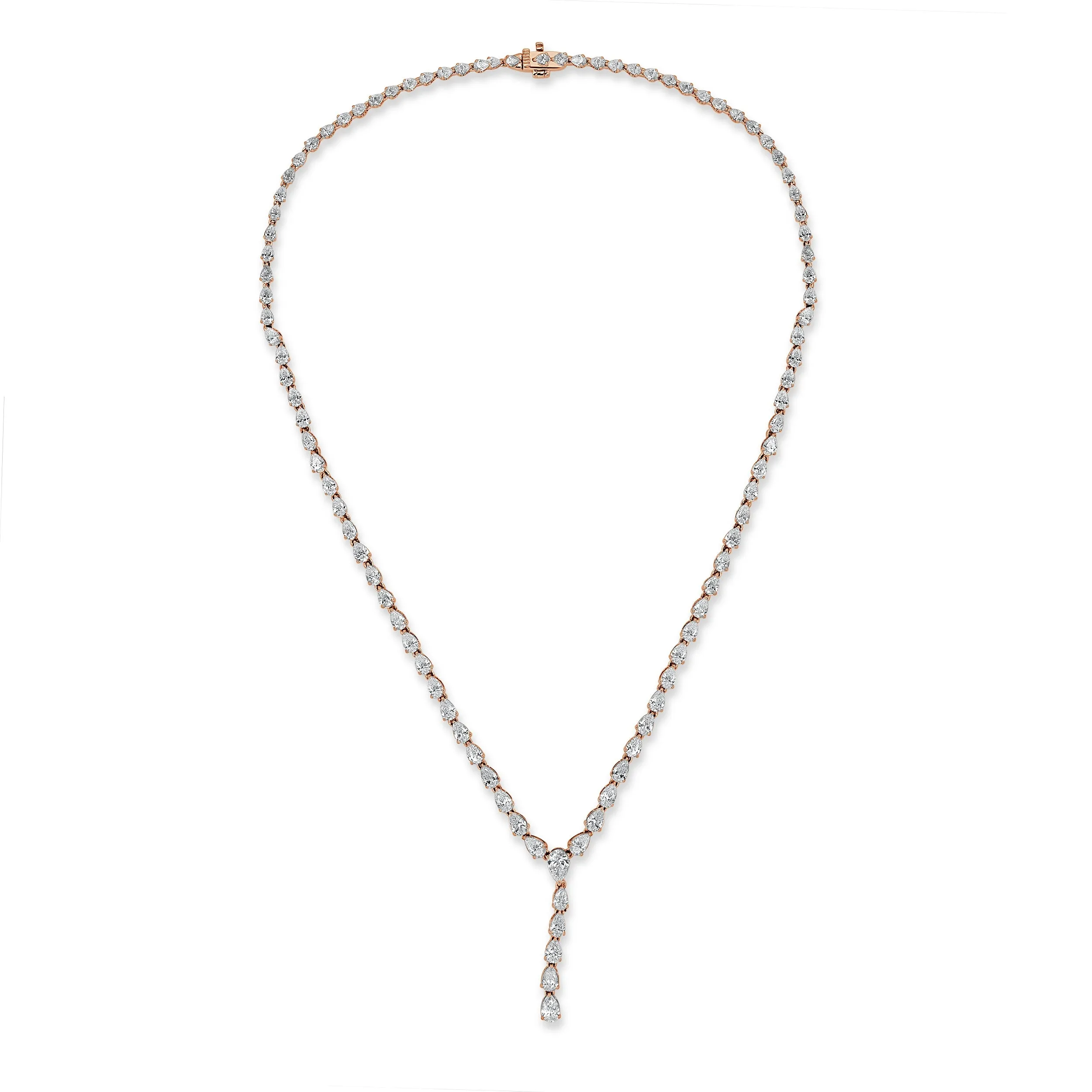 14K Gold & Pear-Shape Diamond Tennis Necklace - 11.39ct