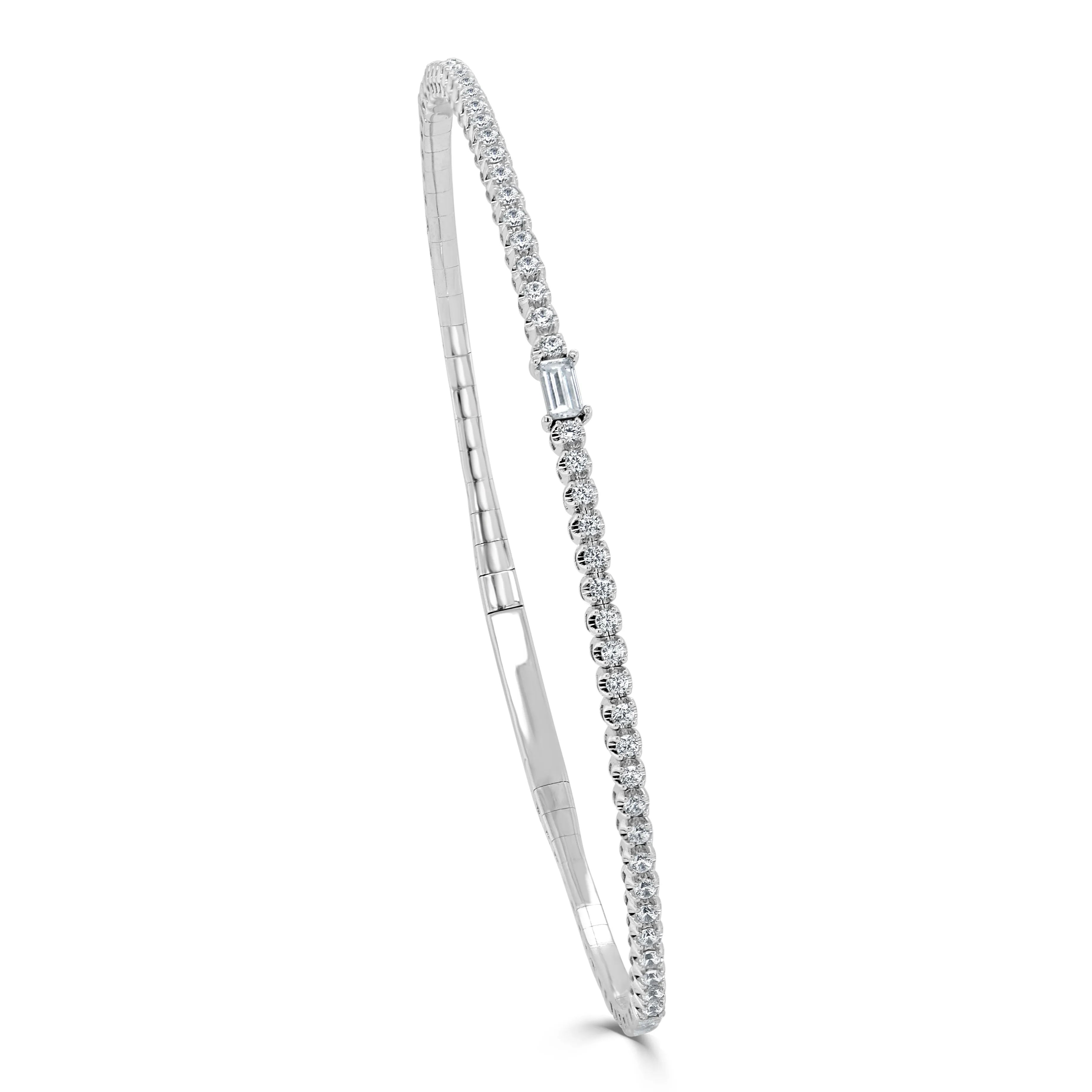 14K Gold Birthstone & Diamond Flexible Bangle - 0.54ct