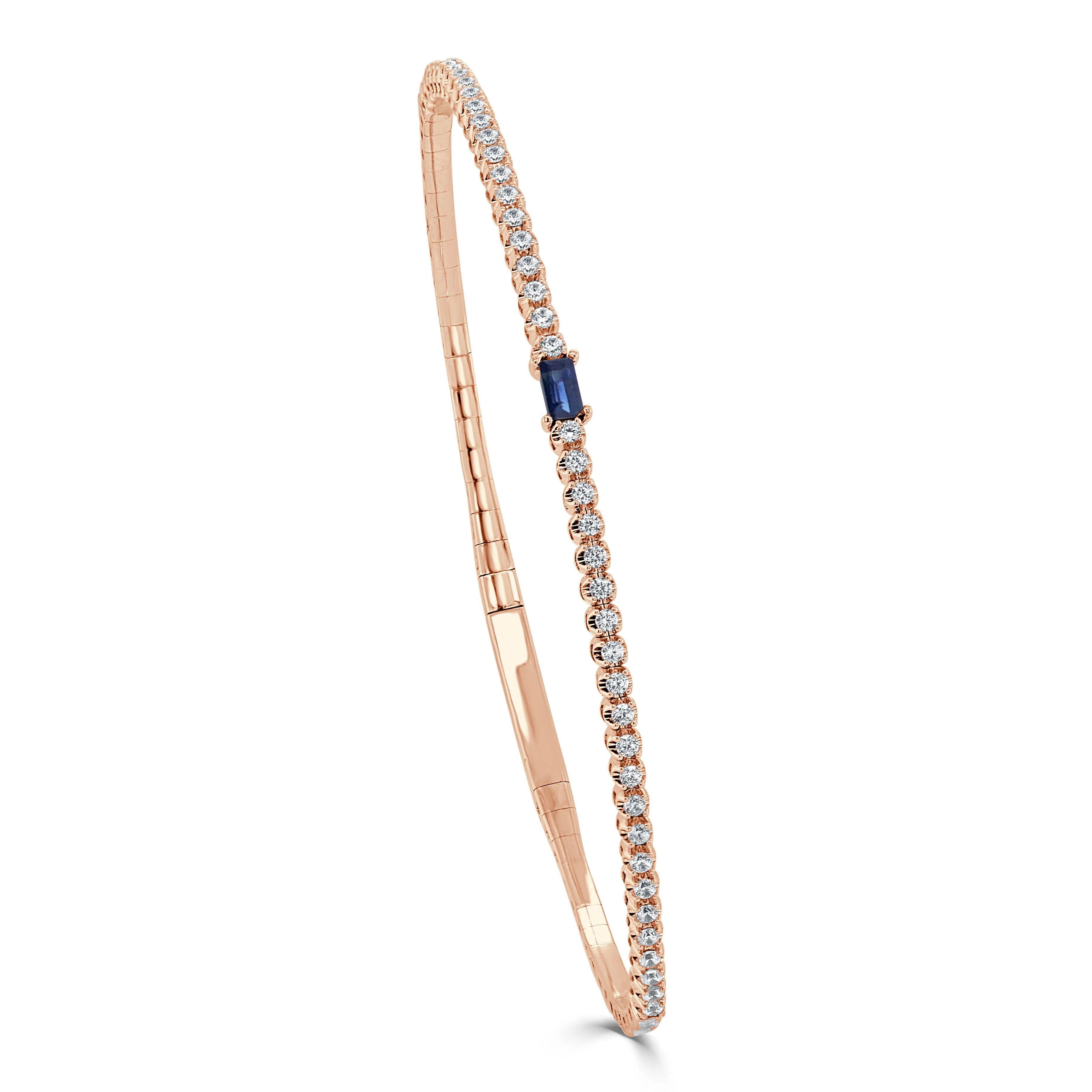 14K Gold Birthstone & Diamond Flexible Bangle - 0.54ct
