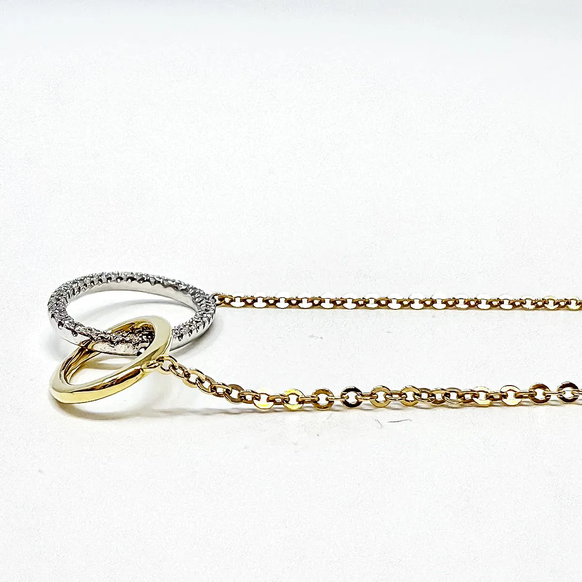 14K Gold Double Oval Diamond Embellished Link Necklace