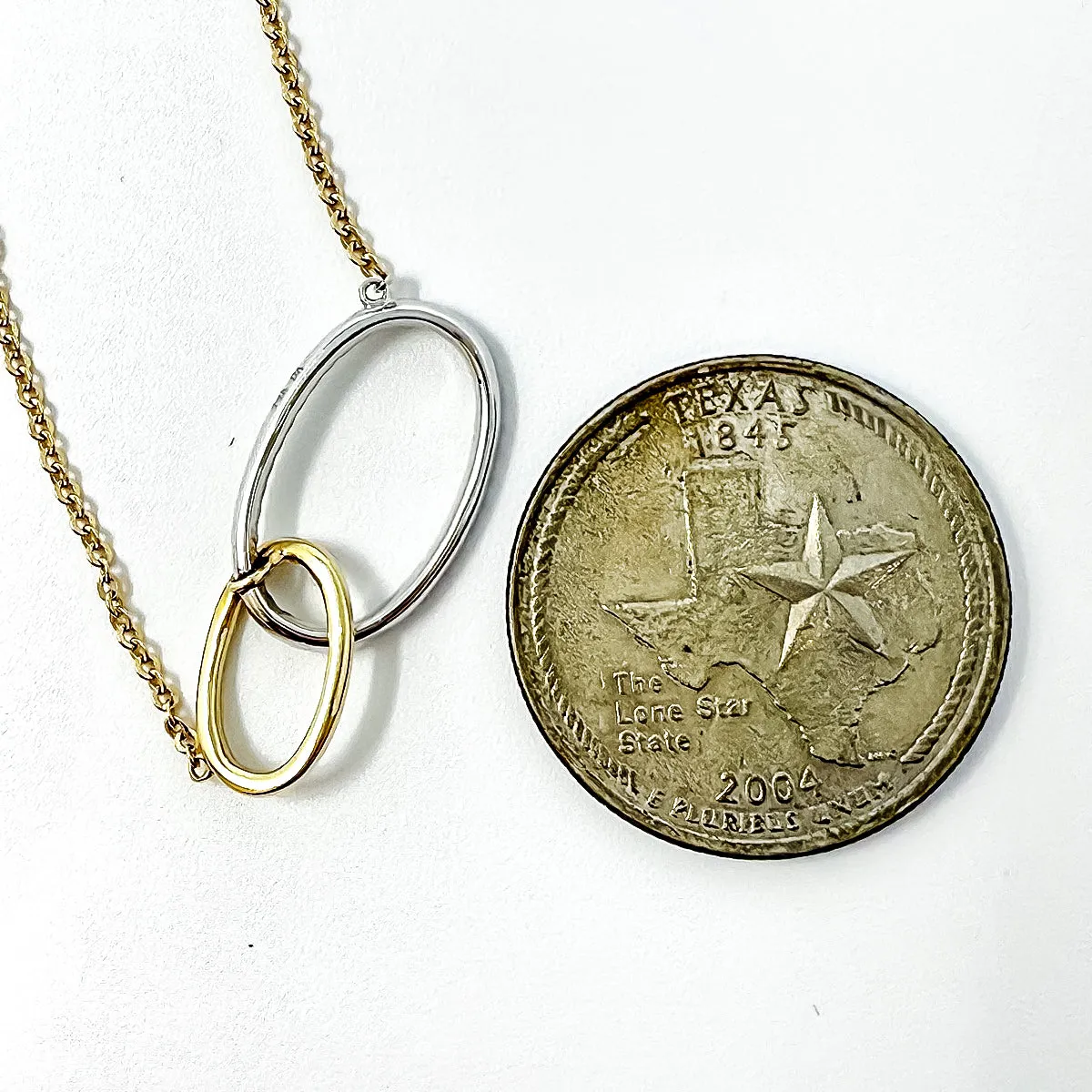 14K Gold Double Oval Diamond Embellished Link Necklace