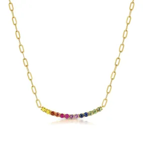 14K GOLD MULTI COLOR SAPPHIRE WREN NECKLACE