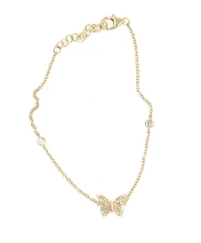 14K Petite Diamond Butterfly Bracelet