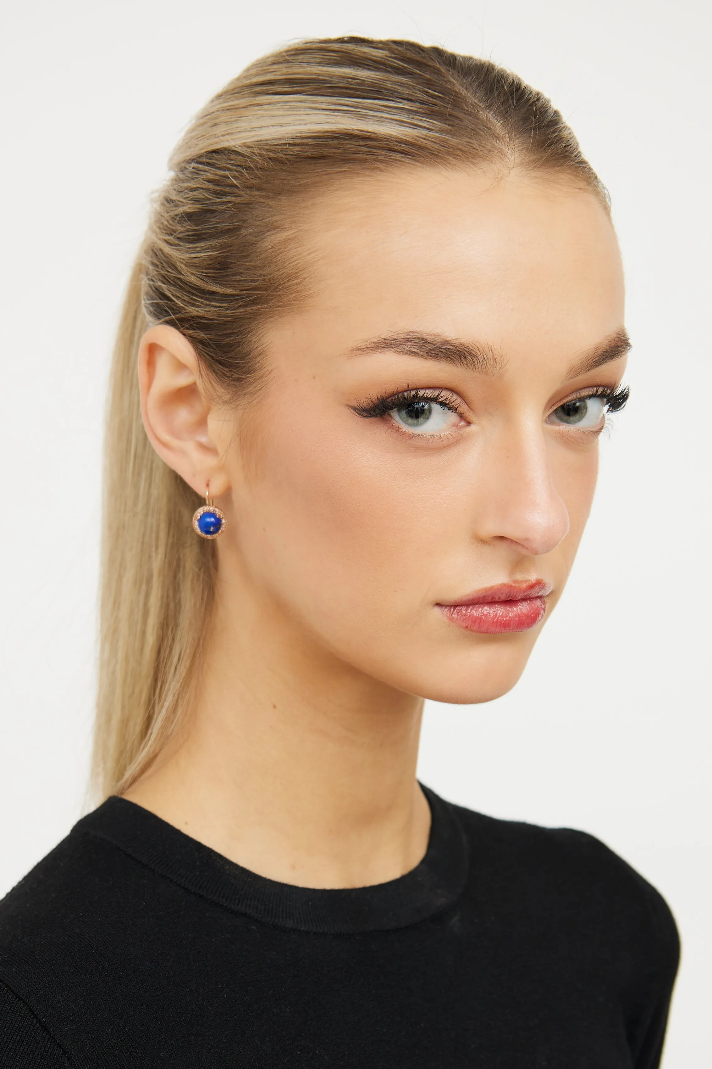 14K Rose Gold & Lapis Lazuli Drop Hook Earring