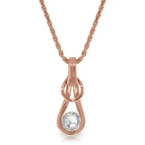 14K Solid Rose Gold Natural 0.5 Carat Diamond Necklace Certified