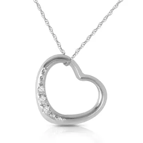 14K Solid White Gold Heart Necklace Natural Diamond Jewelry