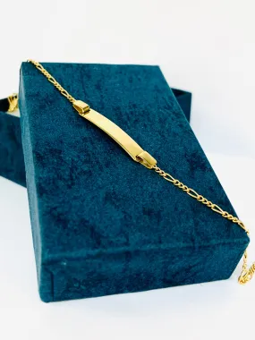 14K Solid Yellow Gold Baby ID Bracelet Kids Childrens Jewelry Figaro Bracelet 6" / Pulsera Oro Real