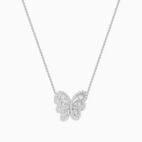 14K White Gold Diamond Butterfly Necklace