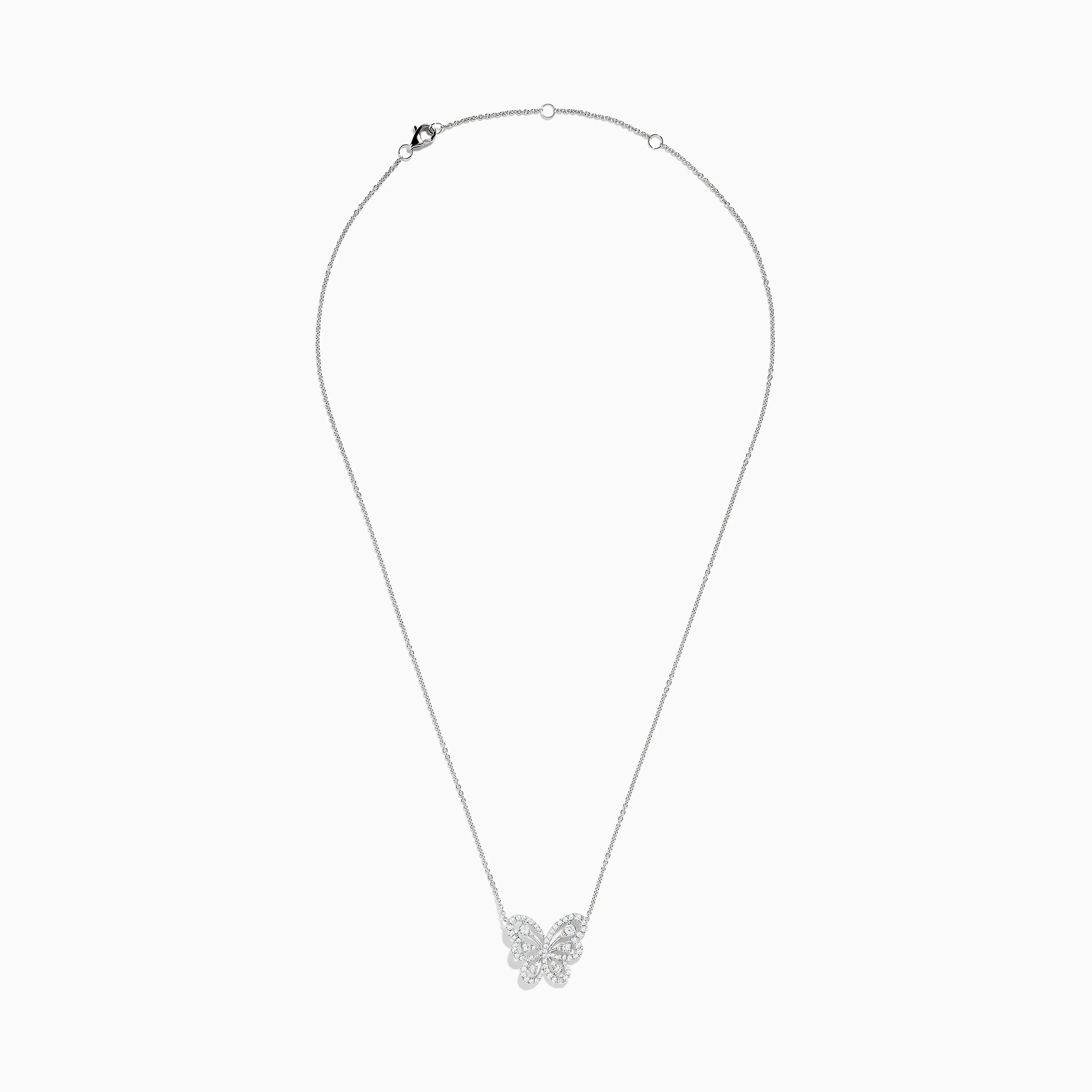 14K White Gold Diamond Butterfly Necklace