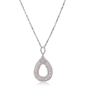 14K White Gold Diamond Loop Pendant