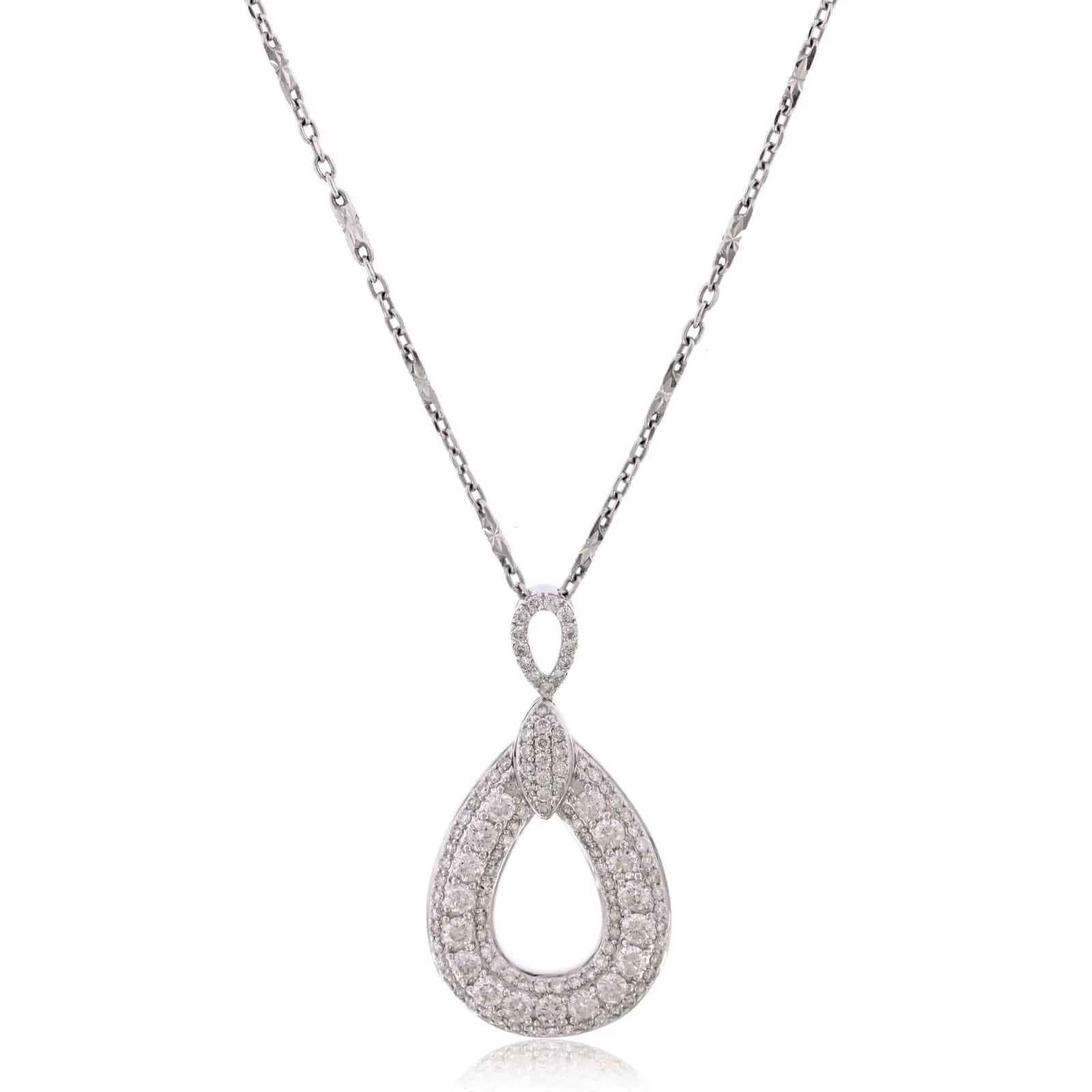 14K White Gold Diamond Loop Pendant