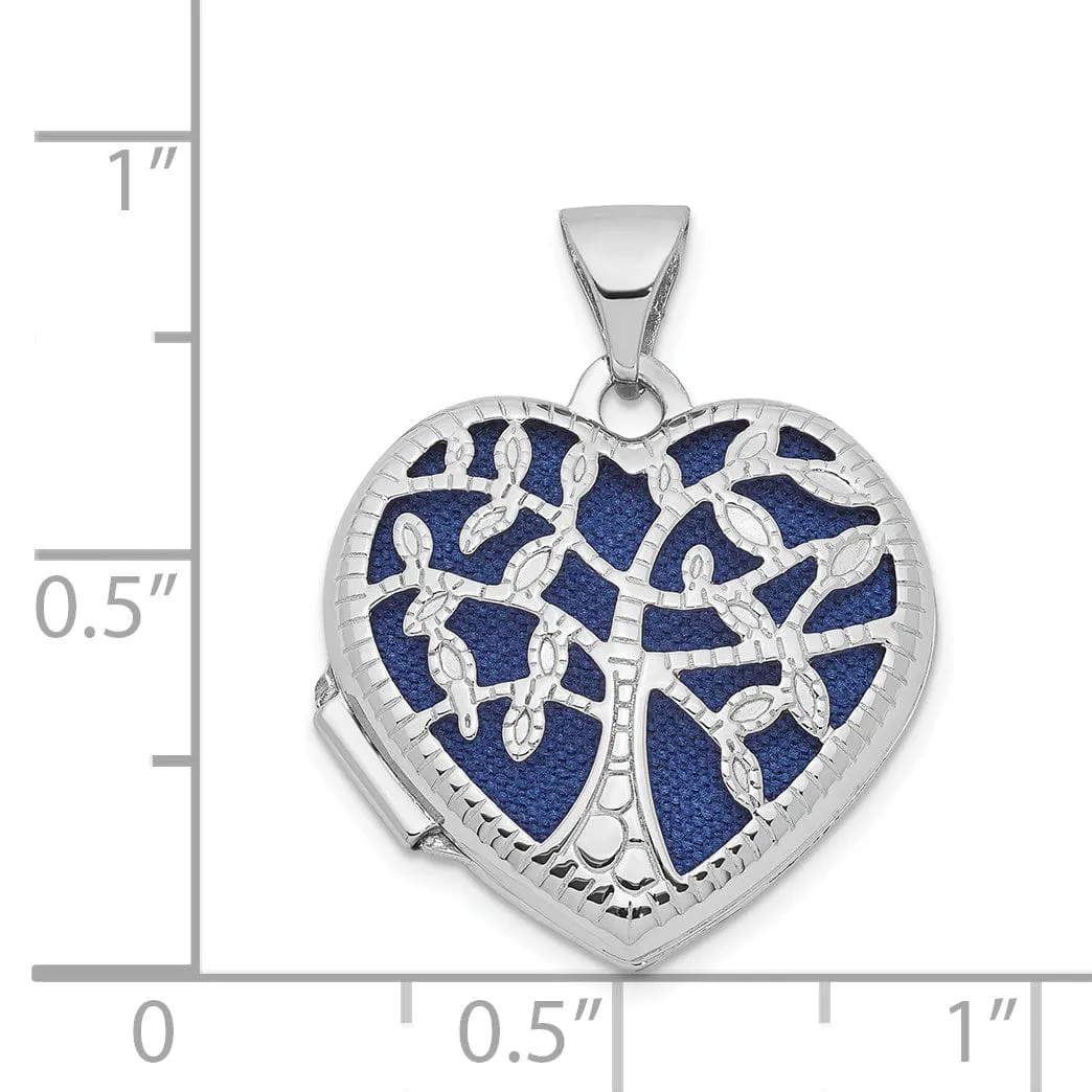 14k White Gold Heart withTree Locket
