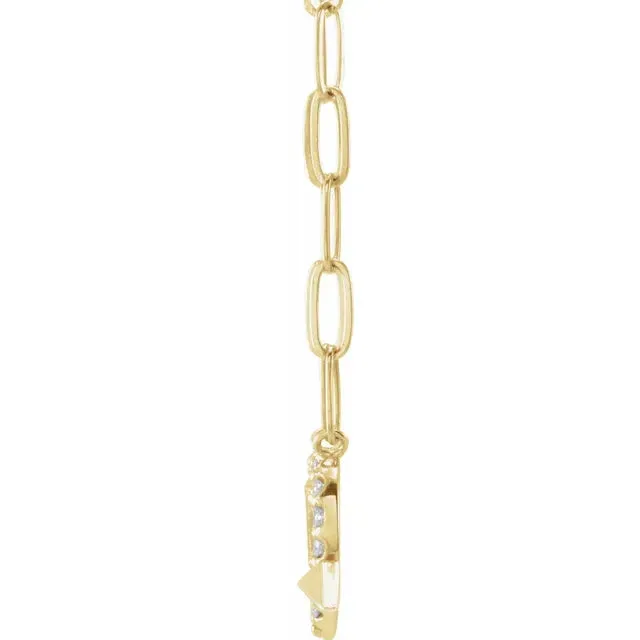 14K Yellow Gold 1/8 CTW Natural Diamond Heart & Arrow 16" Necklace