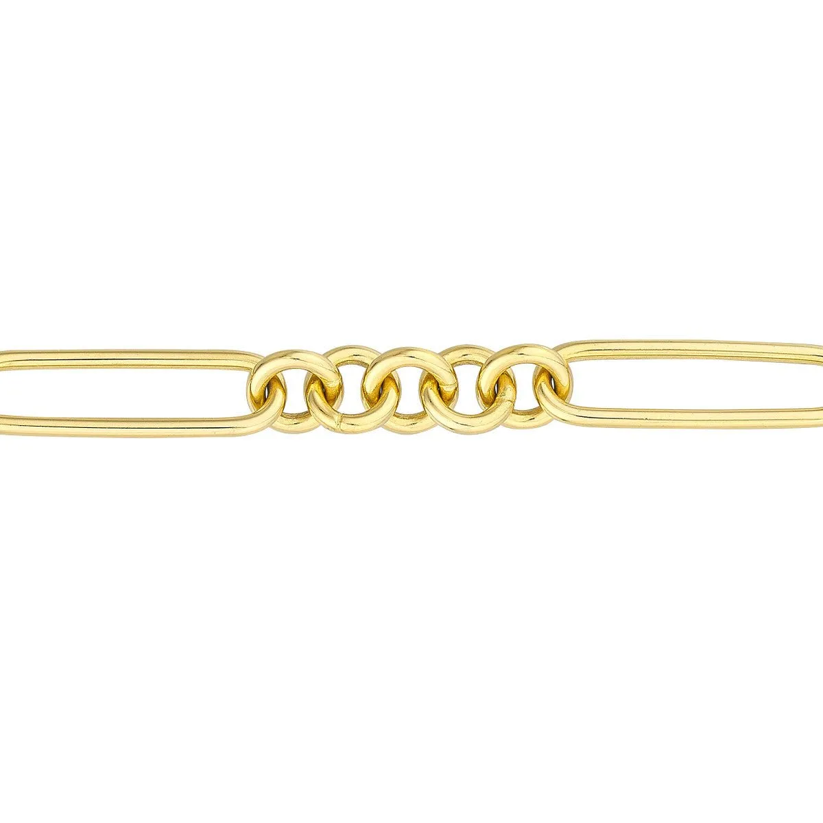 14K Yellow Gold 5 1 Round Paper Clip Chain Bracelet