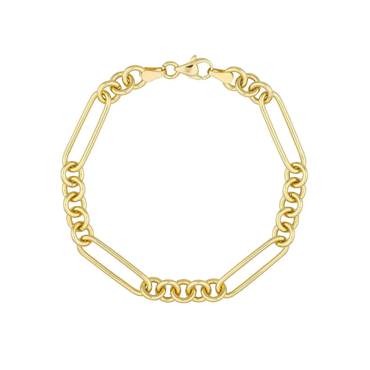 14K Yellow Gold 5 1 Round Paper Clip Chain Bracelet