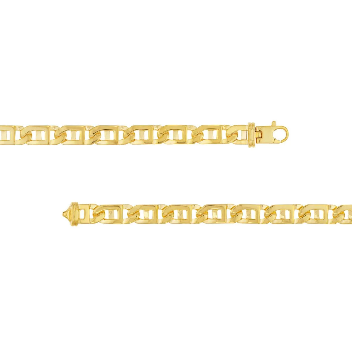 14K Yellow Gold 8.35mm Men's Window Link Chain Bracelet