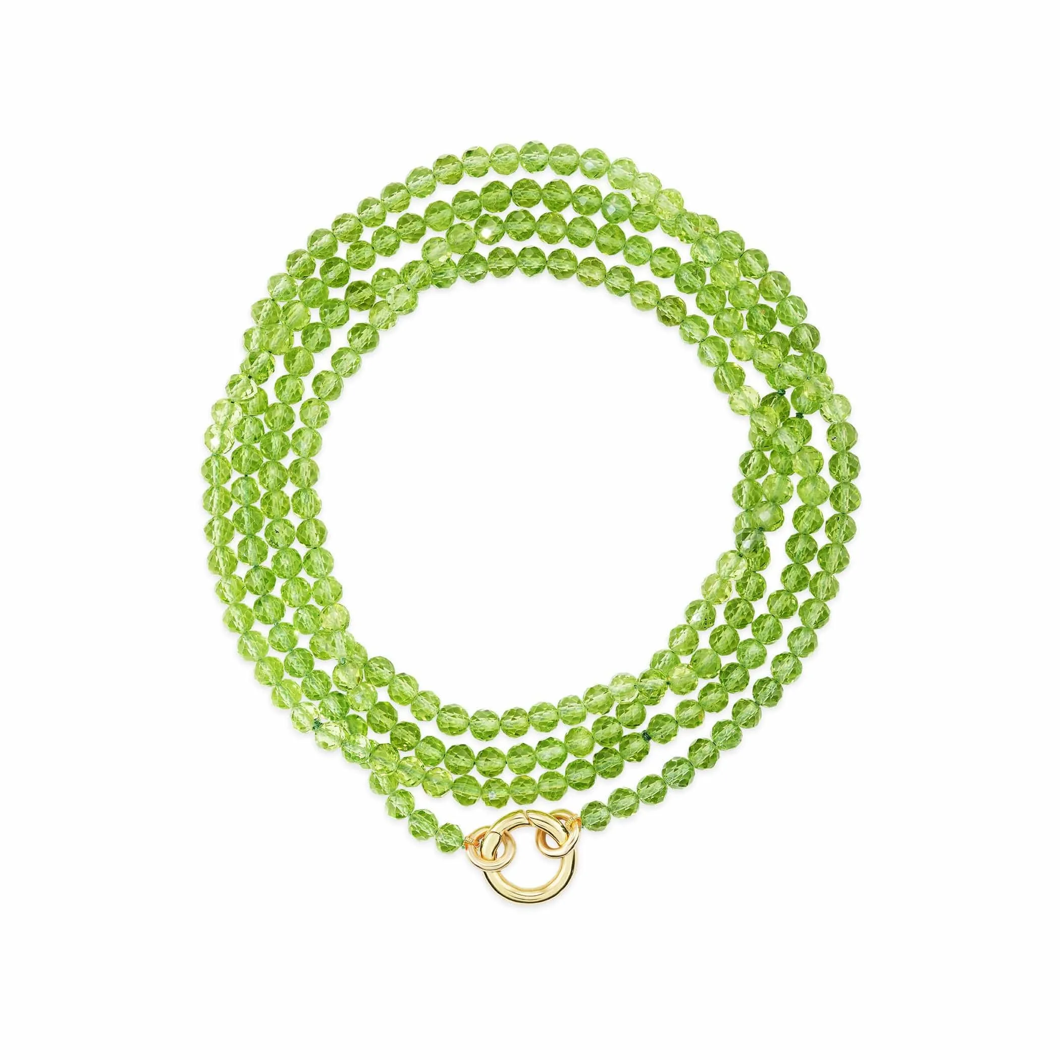14K Yellow Gold Beaded Peridot Wrap Necklace
